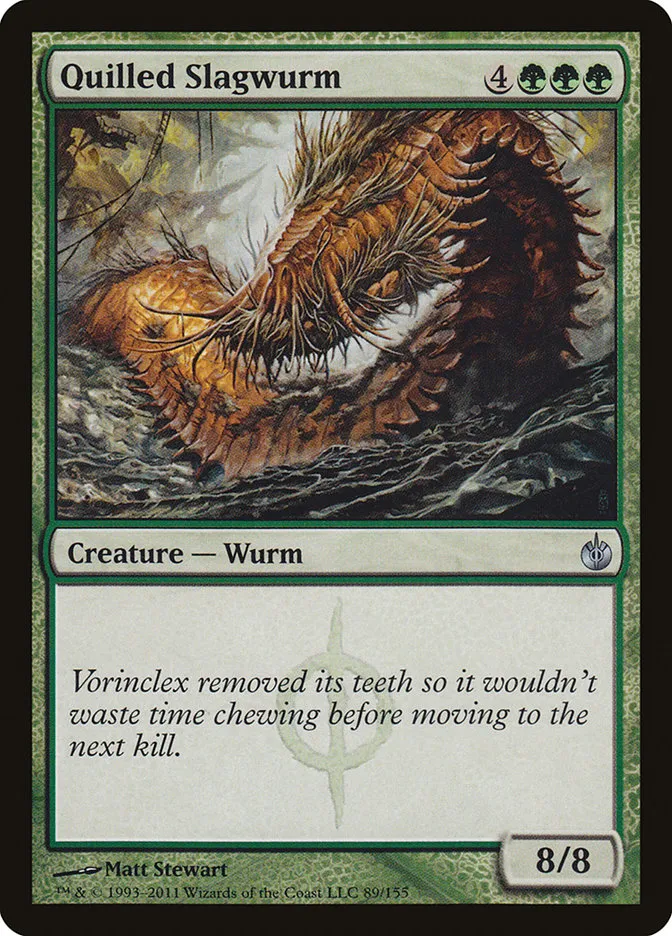 2011 Mirrodin Besieged Quilled Slagwurm #89 uncommon card image
