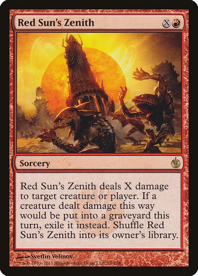 2011 Mirrodin Besieged Red Sun's Zenith rare #74 rare card image