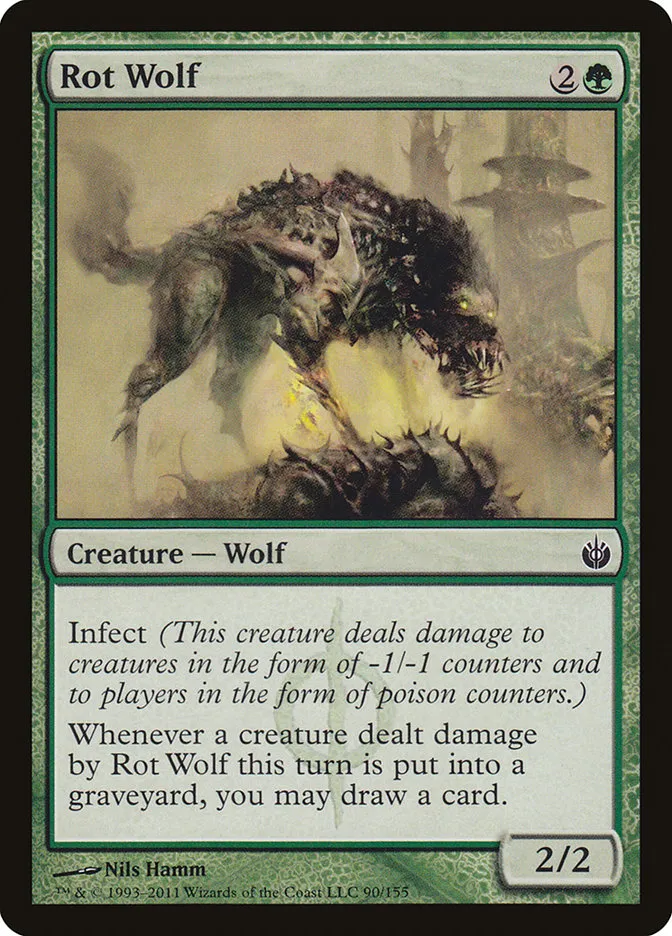 2011 Mirrodin Besieged Rot Wolf #90 common card image