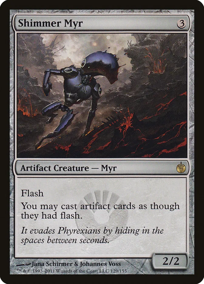 2011 Mirrodin Besieged Shimmer Myr #129 rare card image