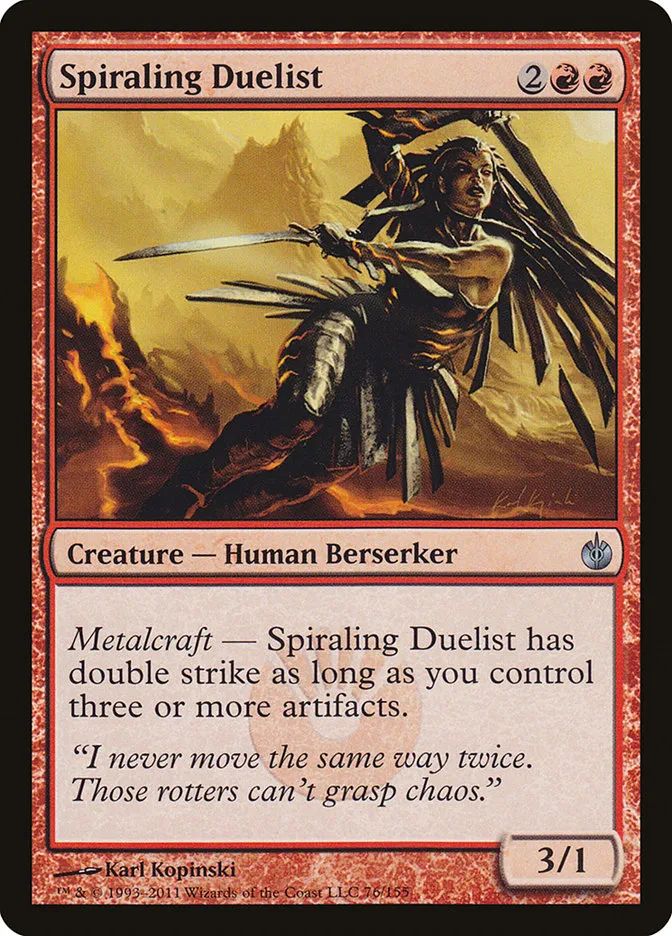 2011 Mirrodin Besieged Spiraling Duelist #76 uncommon card image