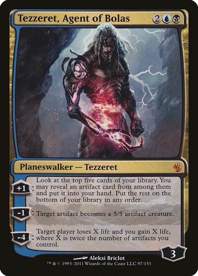 2011 Mirrodin Besieged Tezzeret, Agent of Bolas #97 mythic card image