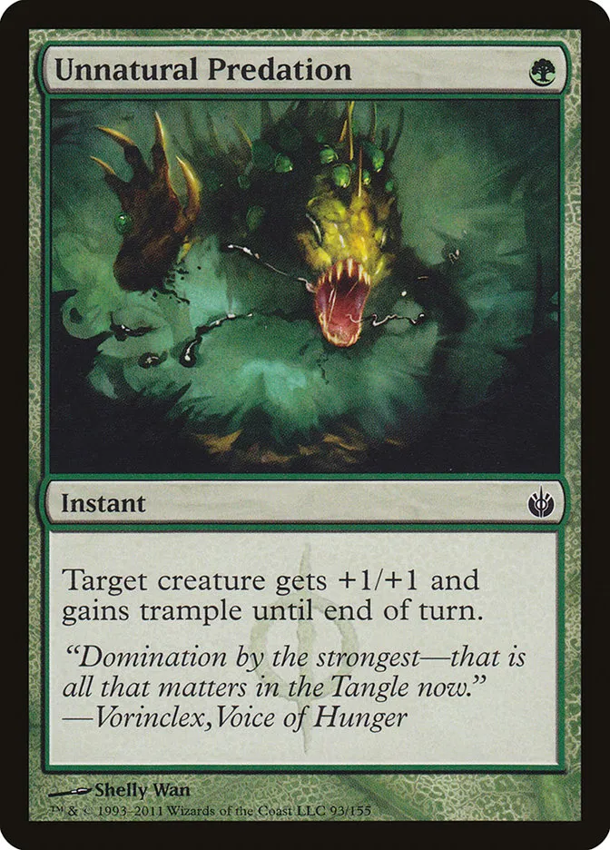 2011 Mirrodin Besieged Unnatural Predation #93 common card image