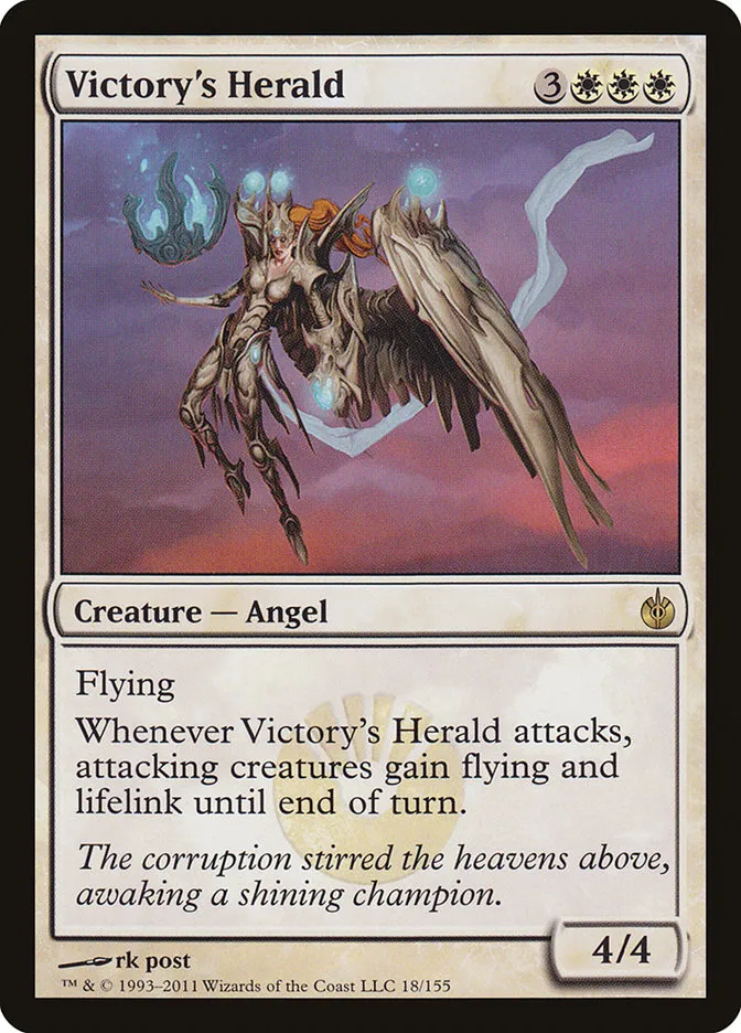2011 Mirrodin Besieged Victory's Herald rare #18 rare card image