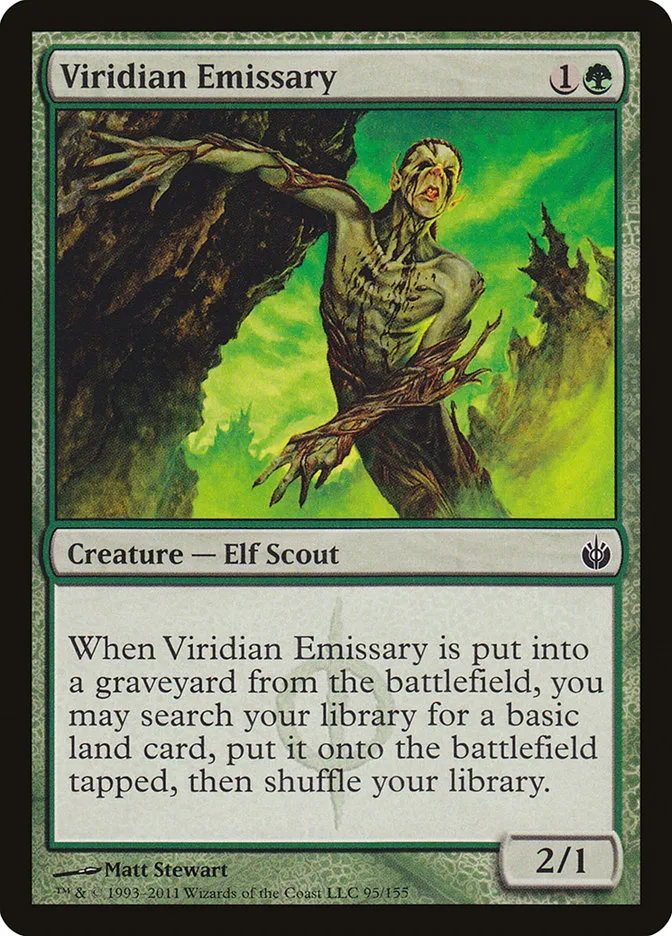 2011 Mirrodin Besieged Viridian Emissary #95 common card image