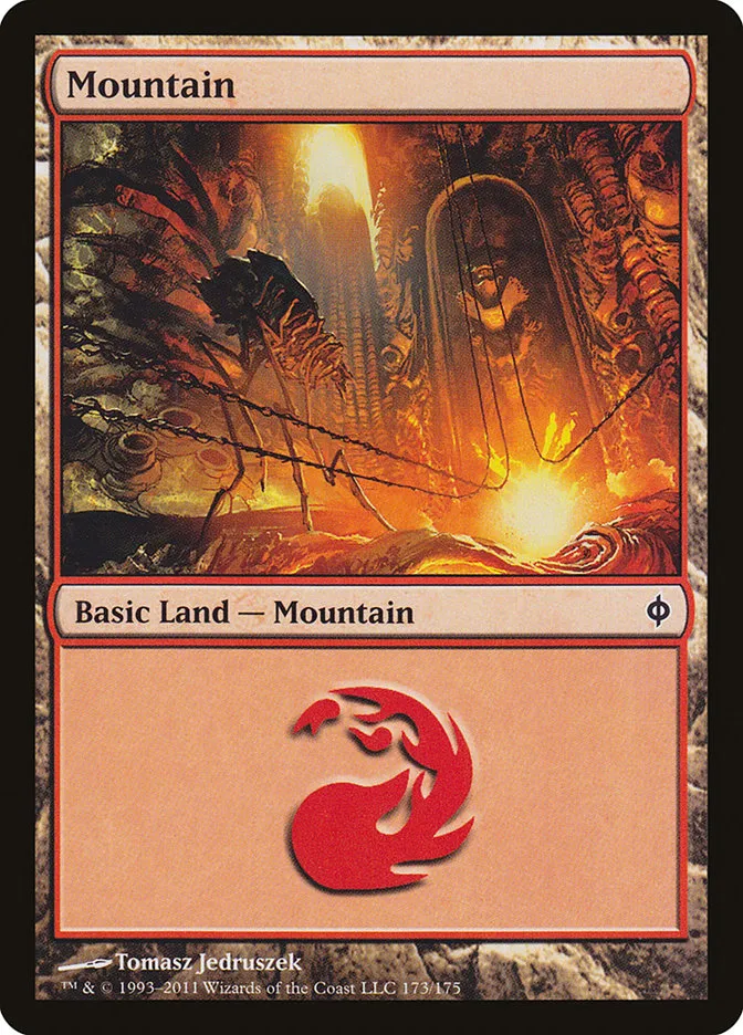 2011 New Phyrexia Mountain common #173 common card image