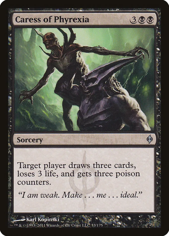 2011 New Phyrexia Caress of Phyrexia #53 uncommon card image