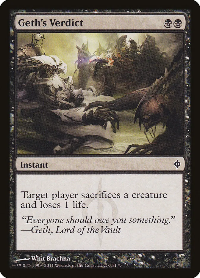2011 New Phyrexia Geth's Verdict common #61 common card image