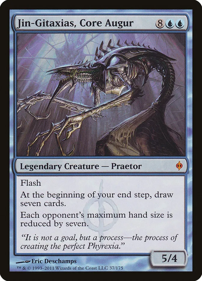 2011 New Phyrexia Jin-Gitaxias, Core Augur #37 mythic card image