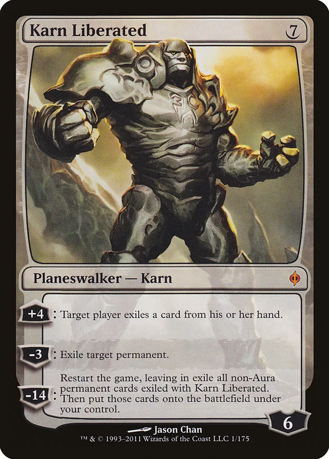 2011 New Phyrexia Karn Liberated mythic #1 mythic card image