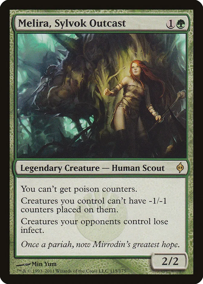 2011 New Phyrexia Melira, Sylvok Outcast #115 rare card image