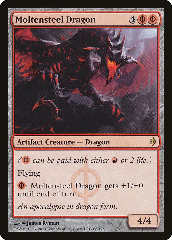 2011 New Phyrexia Moltensteel Dragon #88 rare card image