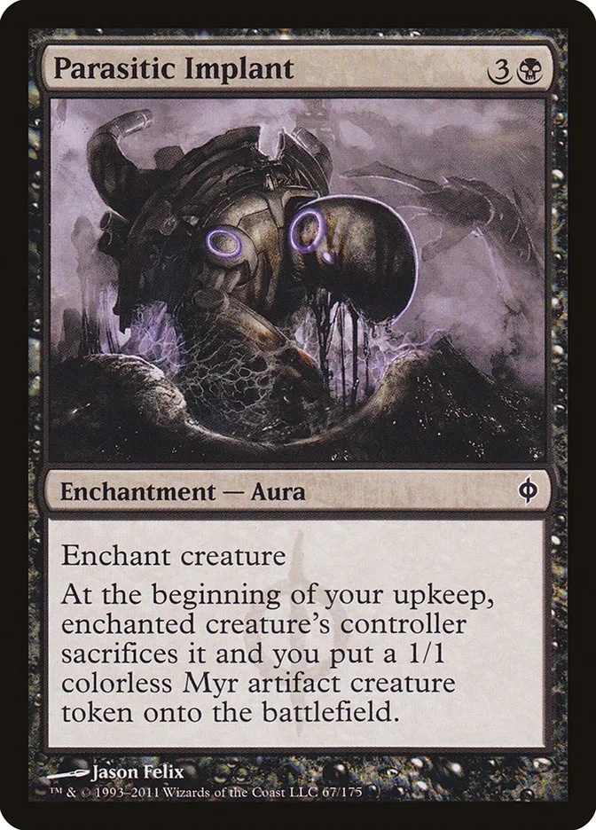 2011 New Phyrexia Parasitic Implant common #67 common card image