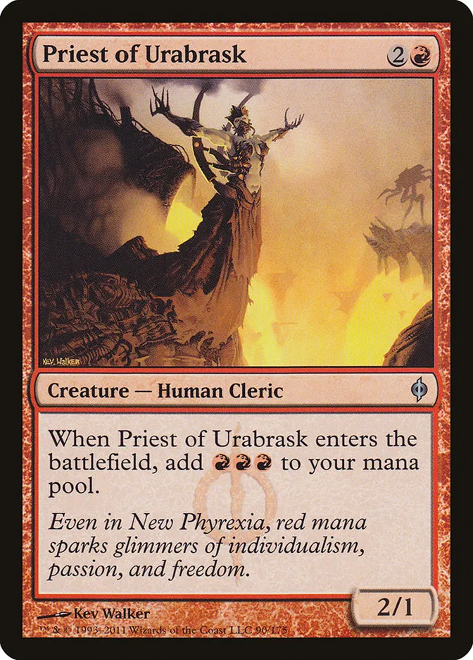 2011 New Phyrexia Priest of Urabrask #90 uncommon card image