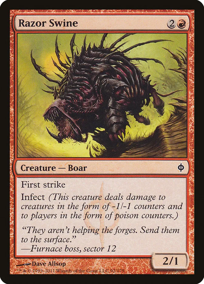 2011 New Phyrexia Razor Swine common #92 common card image