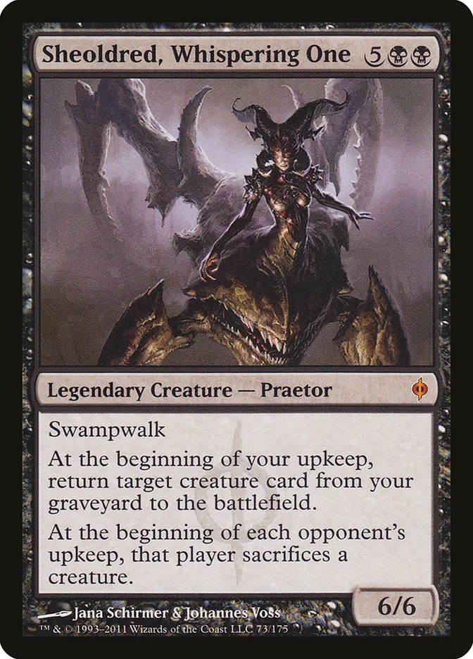 2011 New Phyrexia Sheoldred, Whispering One [Foil] mythic #73 mythic card image