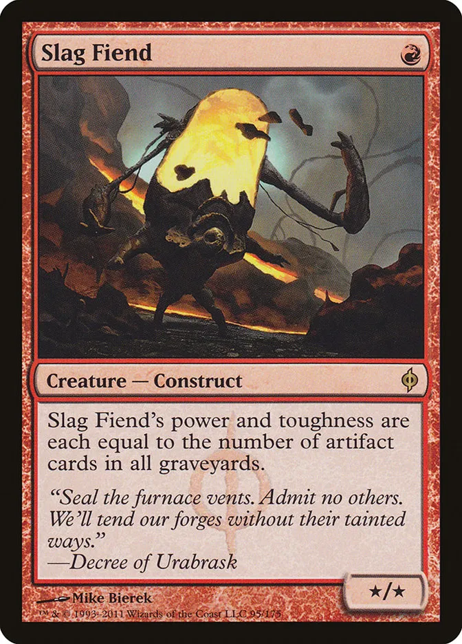 2011 New Phyrexia Slag Fiend #95 rare card image