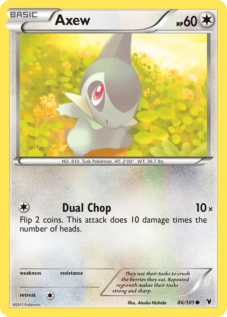 2011 Noble Victories Axew Common #086/101 Common card image