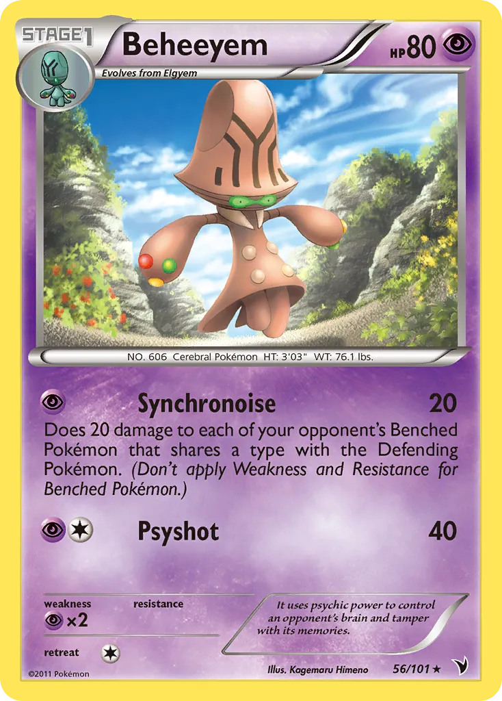 2011 Noble Victories Beheeyem Rare #056/101 Rare card image