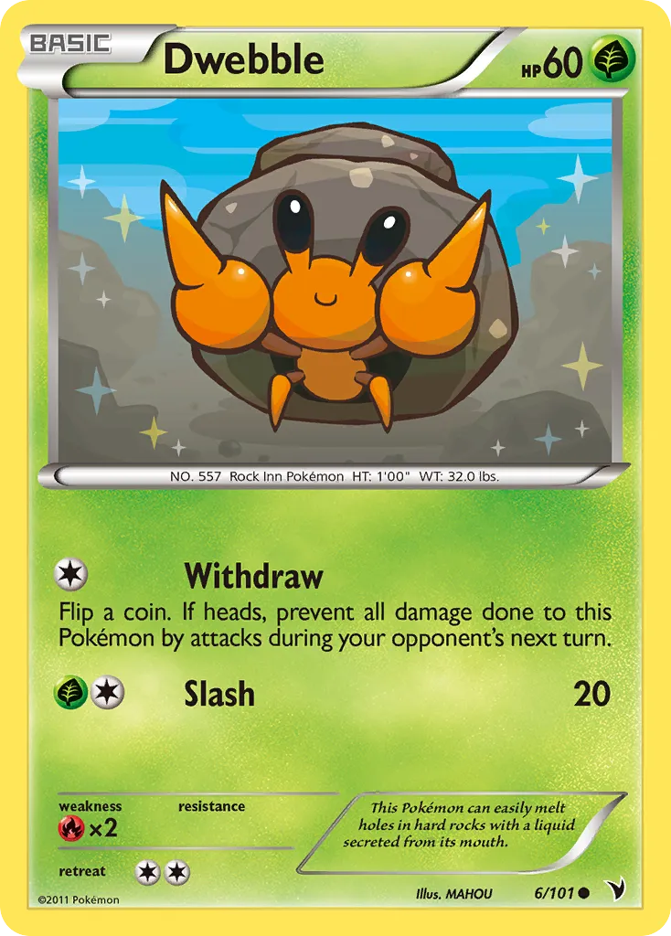 2011 Noble Victories Dwebble Common #006/101 Common card image