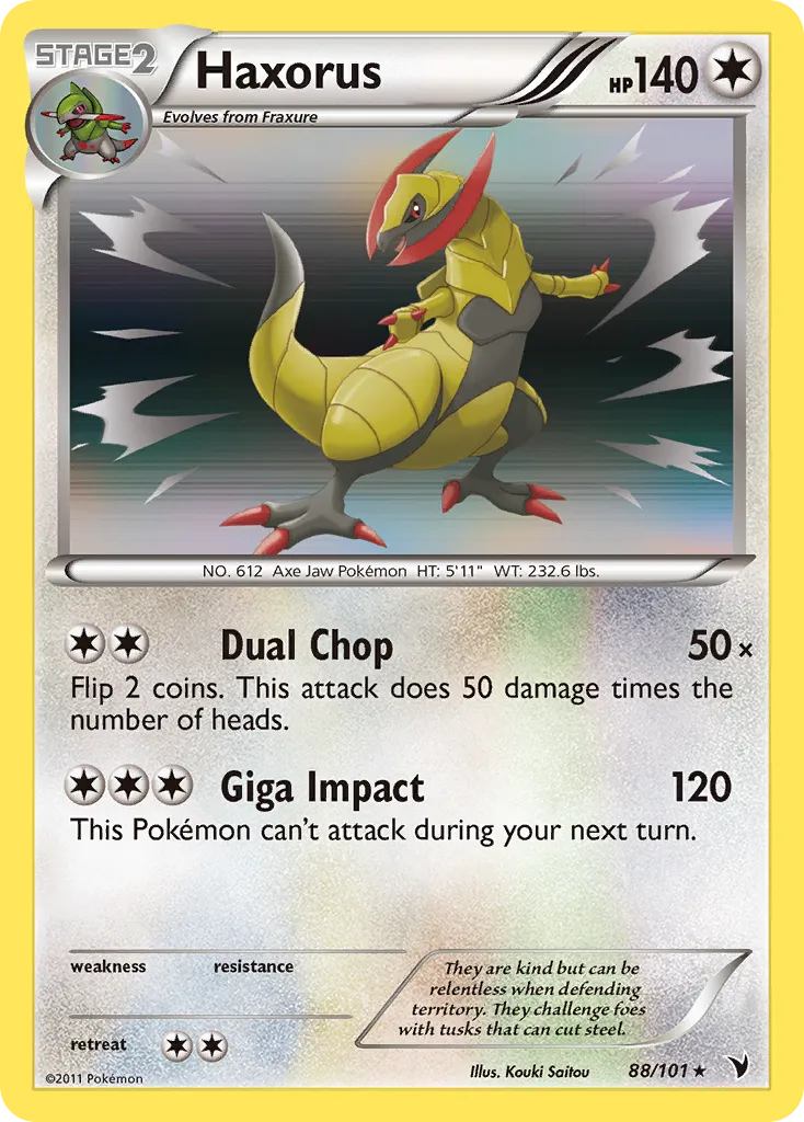 2011 Noble Victories Haxorus Rare Holo #088/101 Rare Holo card image