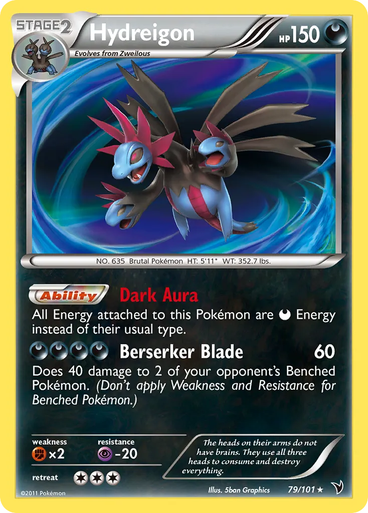2011 Noble Victories Hydreigon Rare Holo #079/101 Rare Holo card image