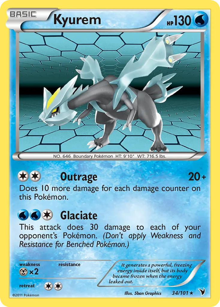 2011 Noble Victories Kyurem Rare Holo #034/101 Rare Holo card image