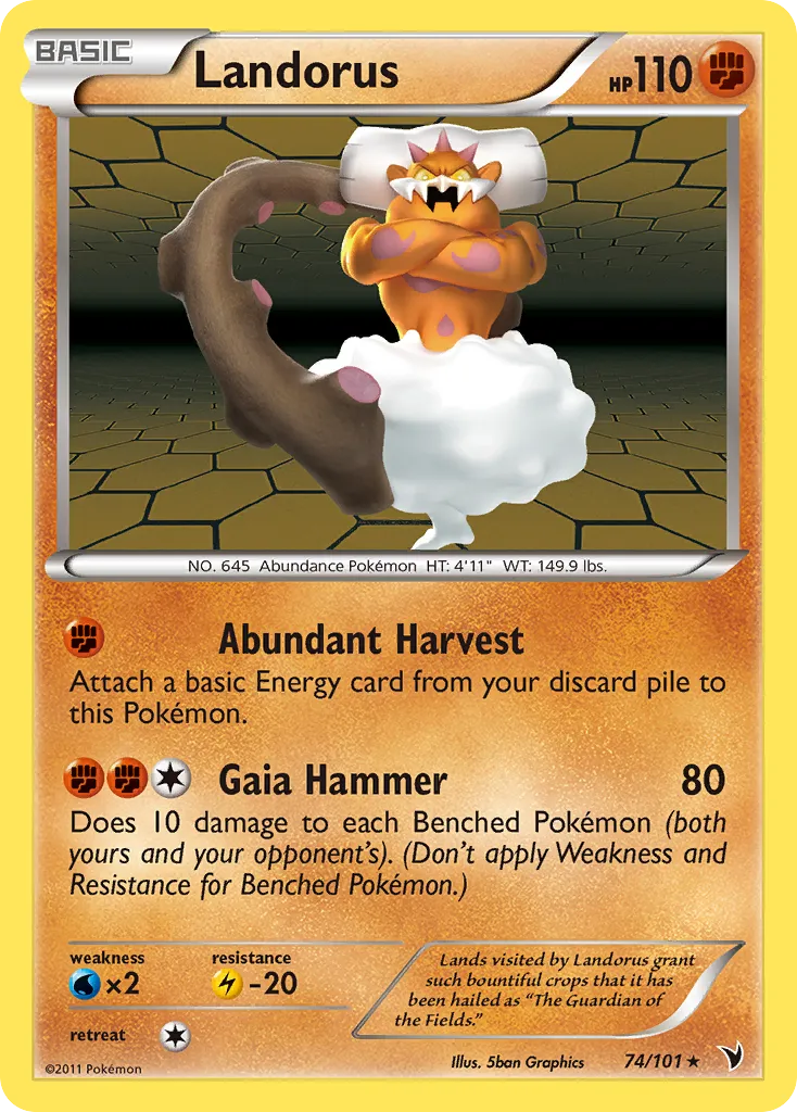 2011 Noble Victories Landorus Rare Holo #074/101 Rare Holo card image