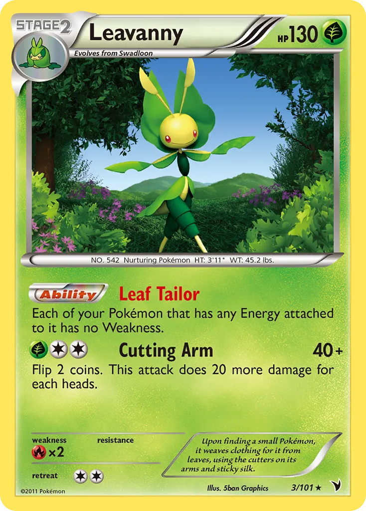 2011 Noble Victories Leavanny Rare Holo #003/101 Rare Holo card image