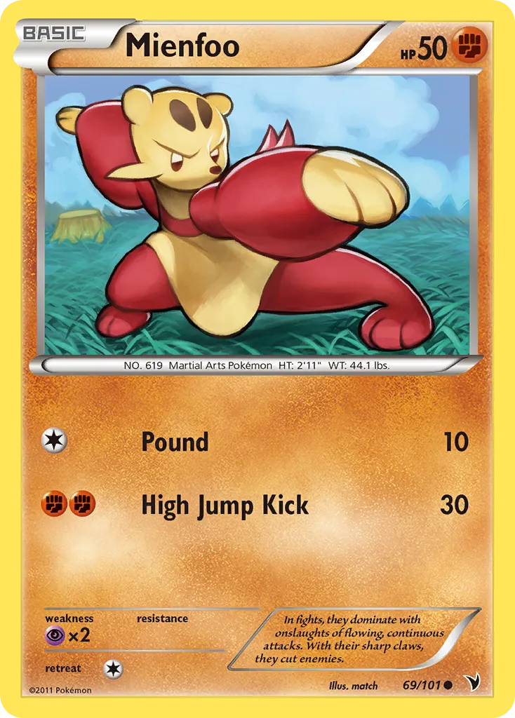 2011 Noble Victories Mienfoo Common #069/101 Common card image