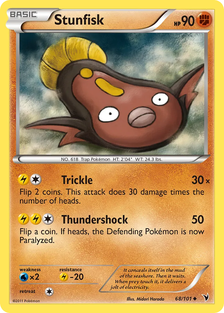 2011 Noble Victories Stunfisk #068/101 Uncommon card image