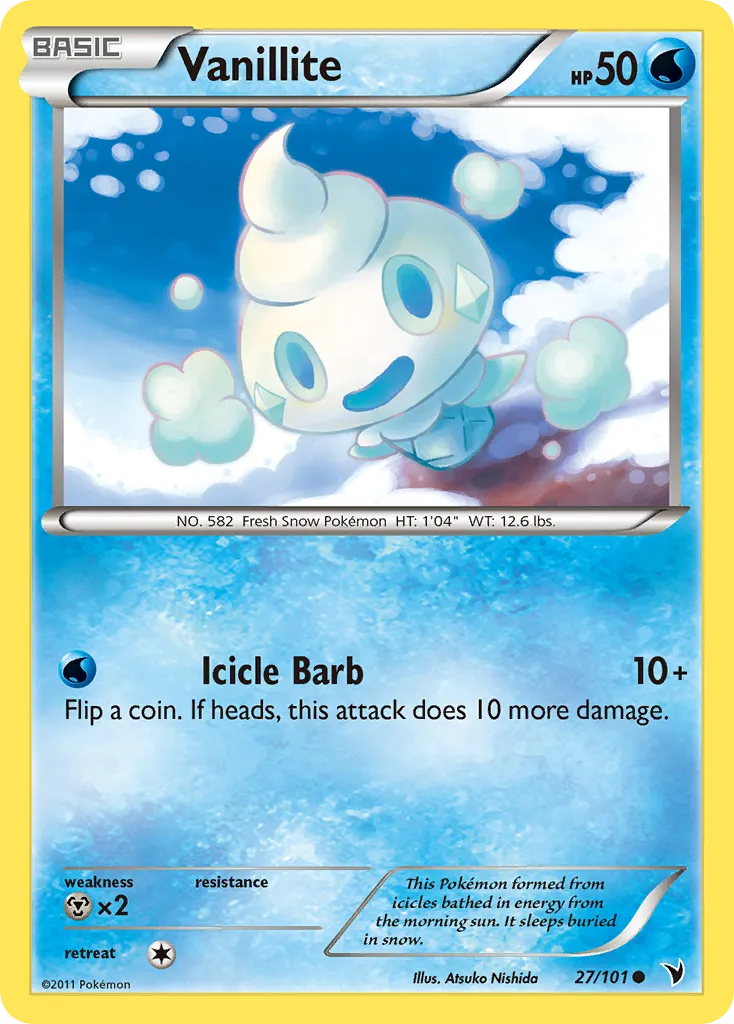2011 Noble Victories Vanillite Common #027/101 Common card image