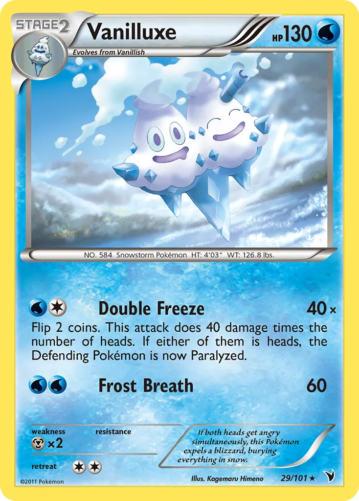 2011 Noble Victories Vanilluxe Rare #029/101 Rare card image