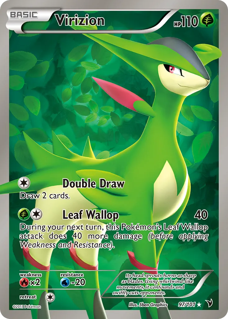 2011 Noble Victories Virizion Rare Holo #013/101 Rare Holo card image