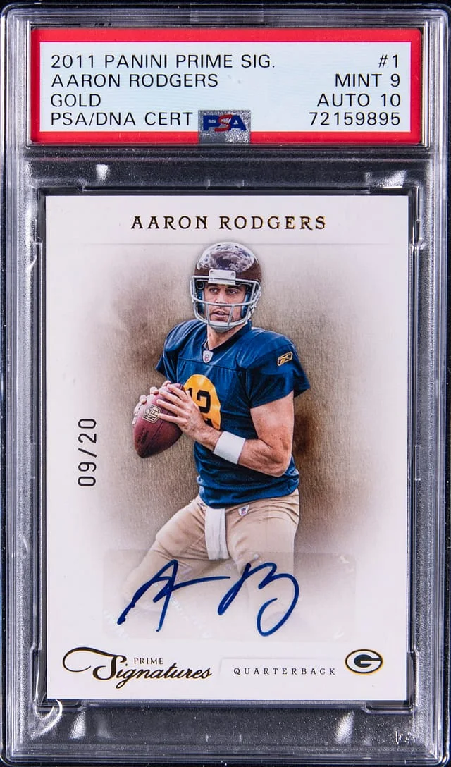 2011 Panini Aaron Rodgers Prime Siganture Gold #1 card image