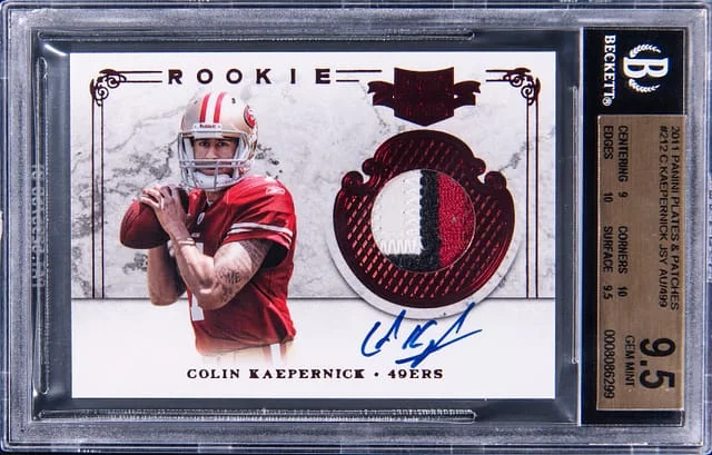 2011 Panini Colin Kaepernick Plates & Patches Jersey Autograph #212 card image