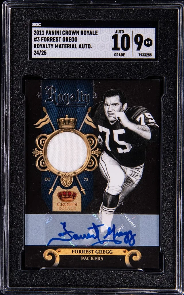 2011 Panini Crown Royale Forrest Gregg Royalty Material Autograph #3 card image