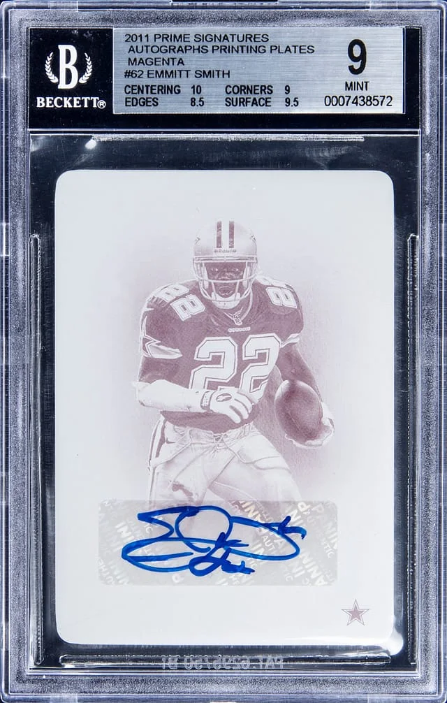 2011 Panini Emmitt Smith Prime Signatures Autograph Printing Plates Magenta #62 card image