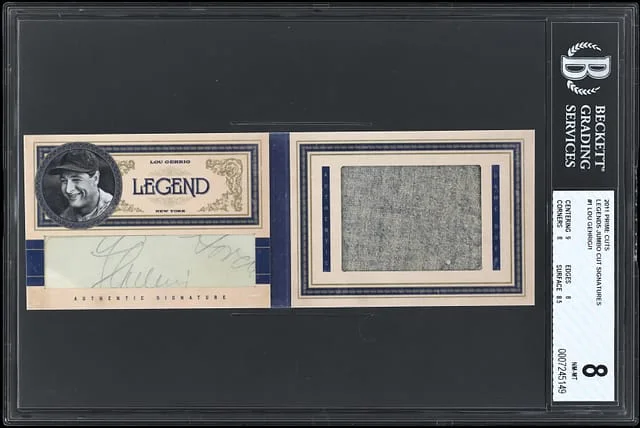 2011 Panini Lou Gehrig Prime Cuts Legends Jumbo Cut Signatures #1 card image