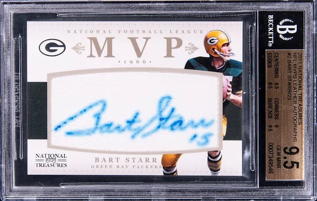 2011 Panini National Treasures Bart Starr NFL MVP Leather Autographs #2 card image