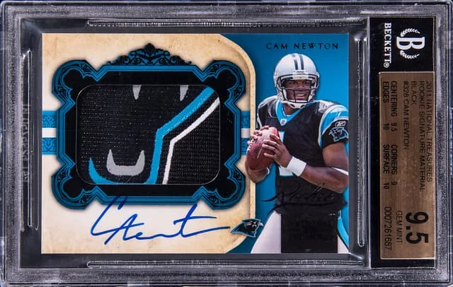 2011 Panini National Treasures Cam Newton Signature Material Black #328 card image