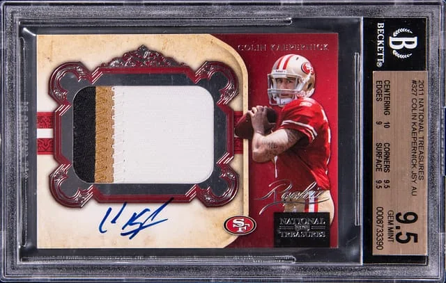 2011 Panini National Treasures Colin Kaepernick Jersey Autograph #327 card image
