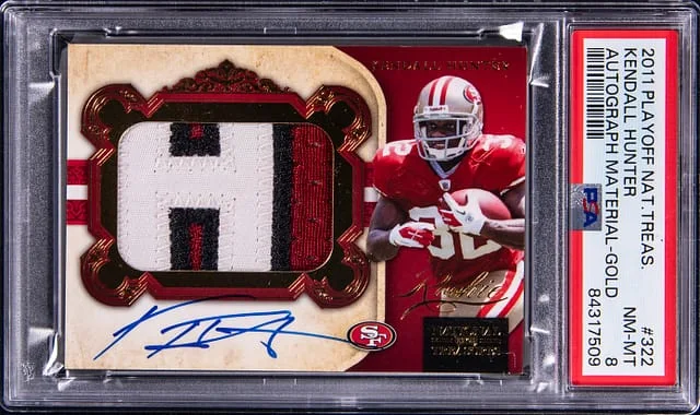 2011 Panini National Treasures Kendall Hunter Autograph Material Gold #322 card image