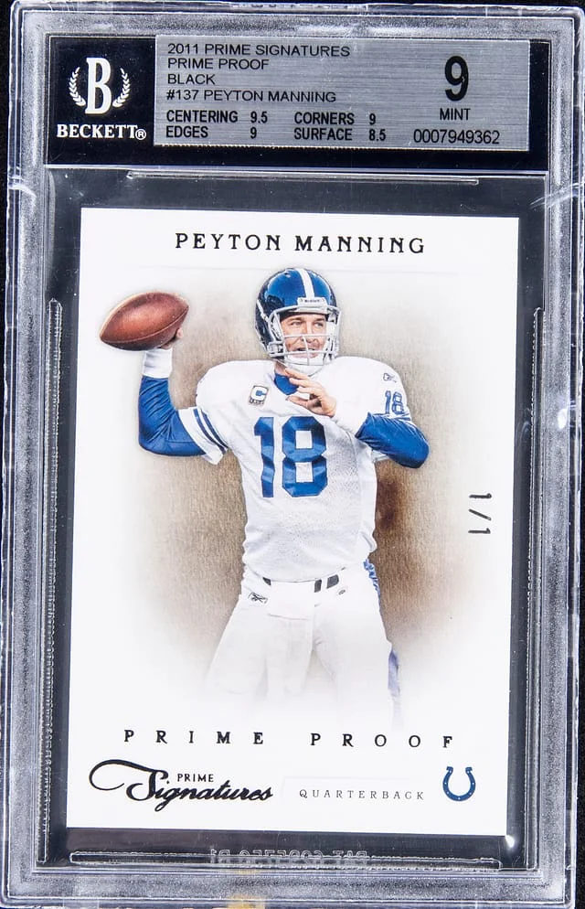 2011 Panini Peyton Manning Signatures Prime Proof Black #137 card image