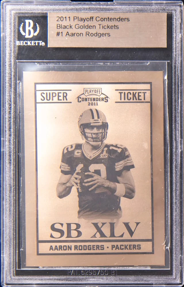 2011 Panini Playoff Aaron Rodgers Contenders Black Golden Tickets #1 card image