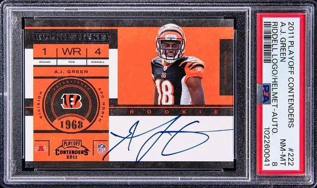 2011 Panini Playoff A.J. Contenders Riddell Logo/Helmet Autograph #222 card image