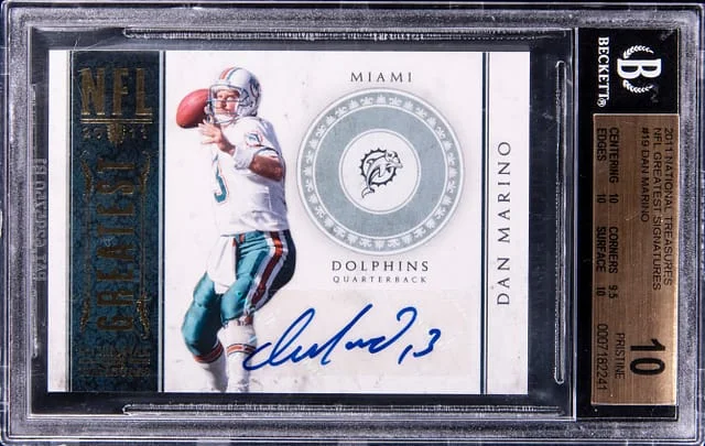 2011 Panini Playoff Dan Marino National Treasures NFL Greatest Signatures #19 card image