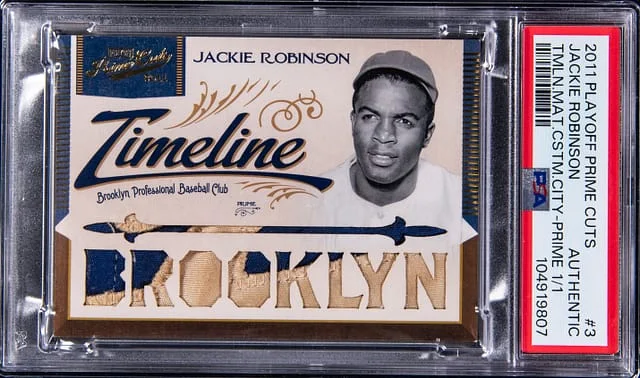 2011 Panini Playoff Jackie Robinson Game-Used Prime Cuts Timeline Materials Custom City Prime #3 card image
