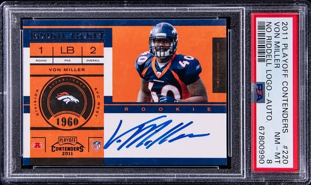 2011 Panini Playoff Von Miller Contenders Autograph, No Riddell Logo #220 card image