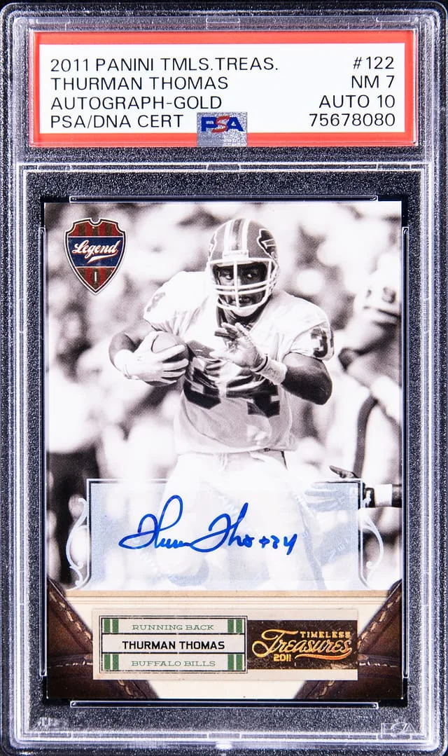 2011 Panini Thurman Thomas Timeless Treasures Autograph Gold #122 card image